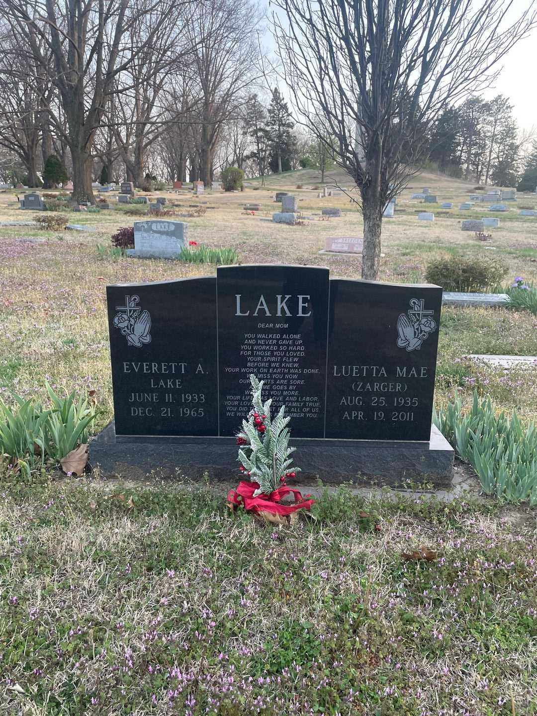 Luetta Mae Zarger Lake's grave. Photo 1
