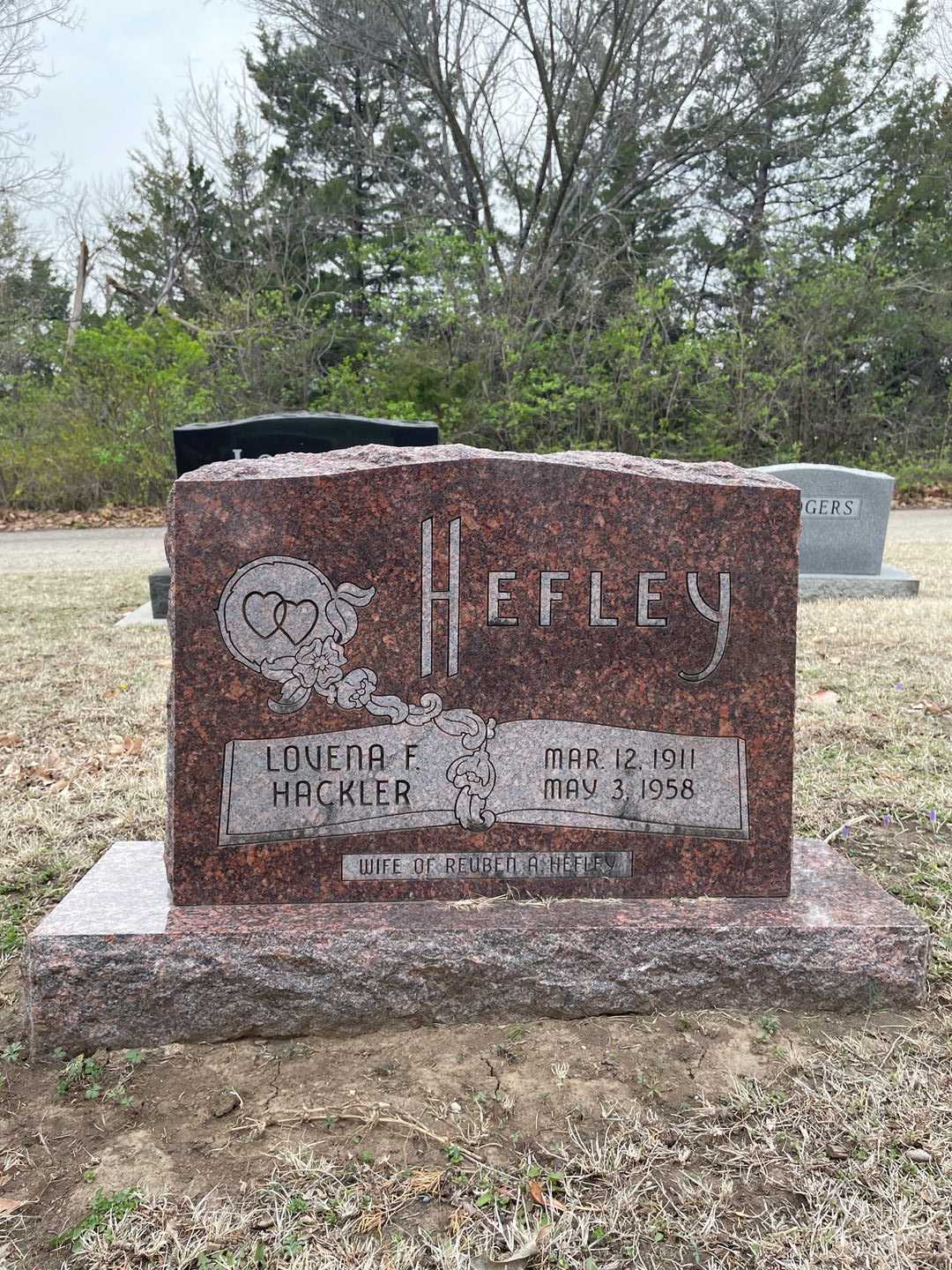 Lovena F. Hackler Hefley's grave. Photo 1