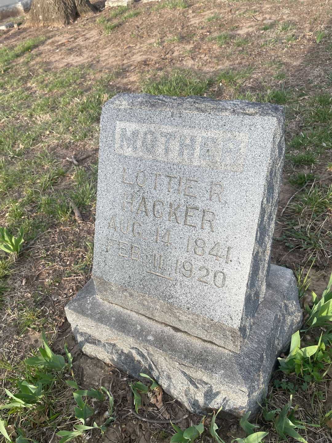 Missus/Madam Lottie R. Hacker's grave. Photo 3