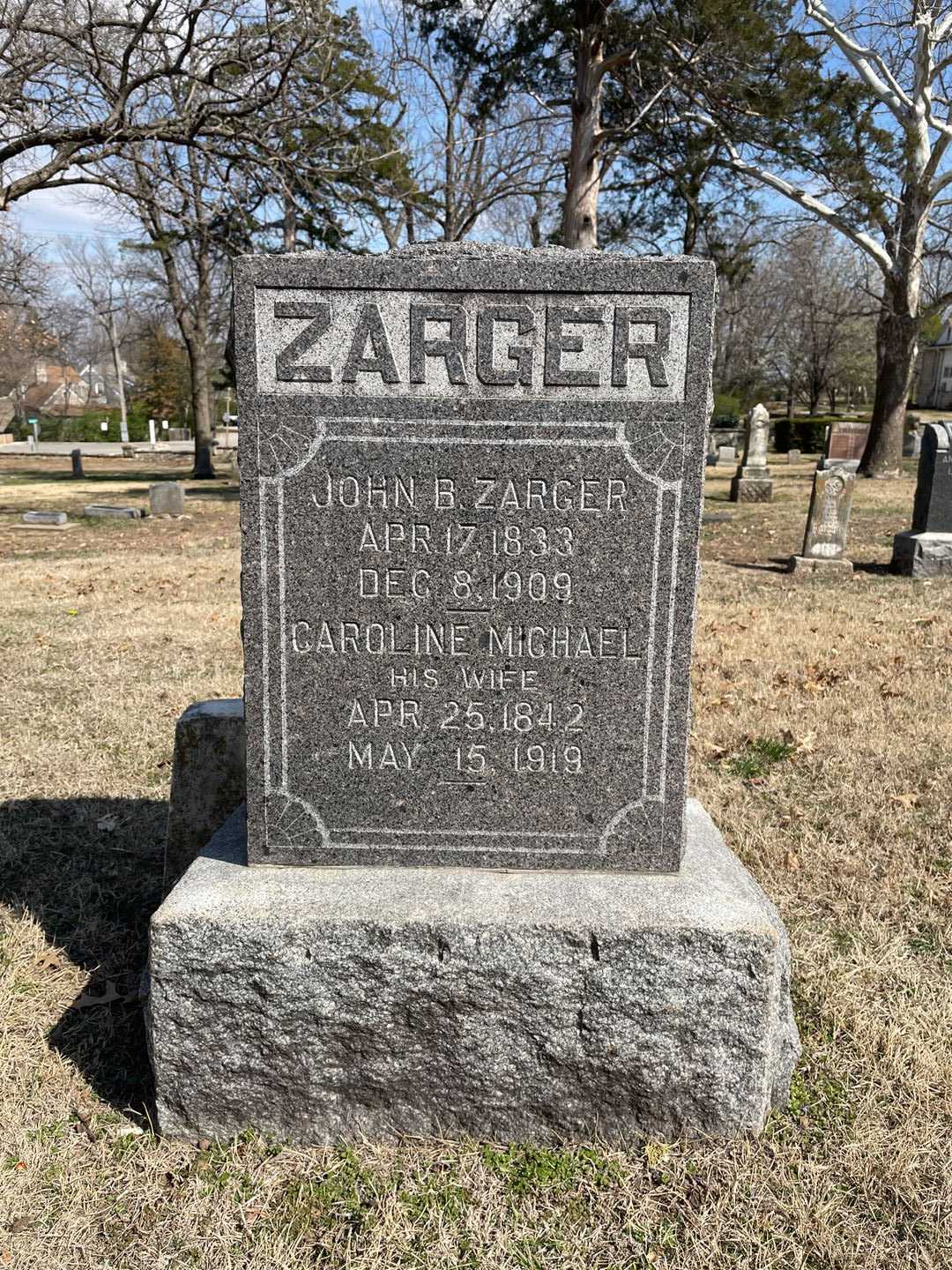 John B. Zarger's grave. Photo 1