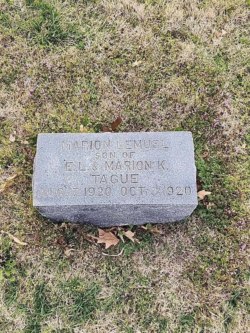 Marion Lemuel Tague's grave. Photo 3
