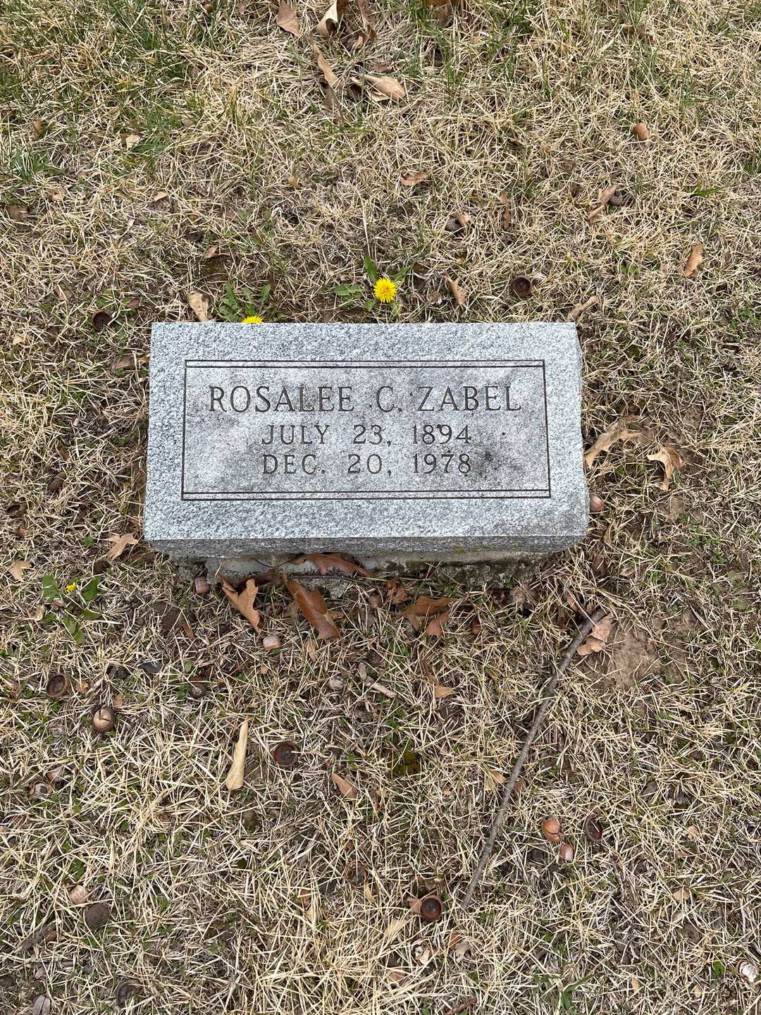 Rosalee C. Zabel's grave. Photo 1